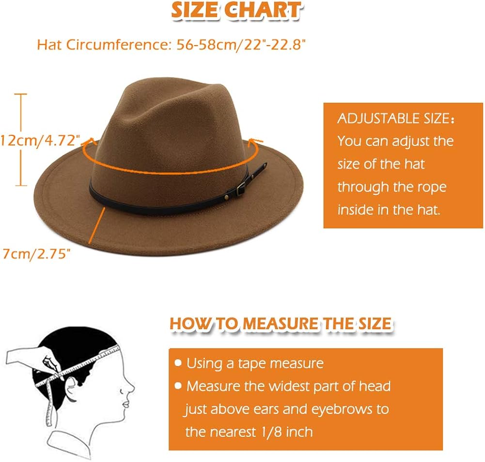 Lisianthus Women Belt Buckle Fedora Hat Dark-Camel at  Women’s Clothing store