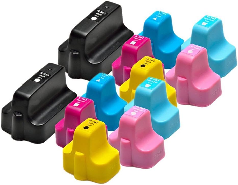 PerfectPrint Compatible Ink Cartridge Replacement for HP 363 3108 3210 3310 8200 8230 8238 8250 8253 C3110 363 C5100 C5140 C5150 363 (Black/Cyan/Magenta/Yellow/Light-Cyan/Light-Magenta, 12-pack)