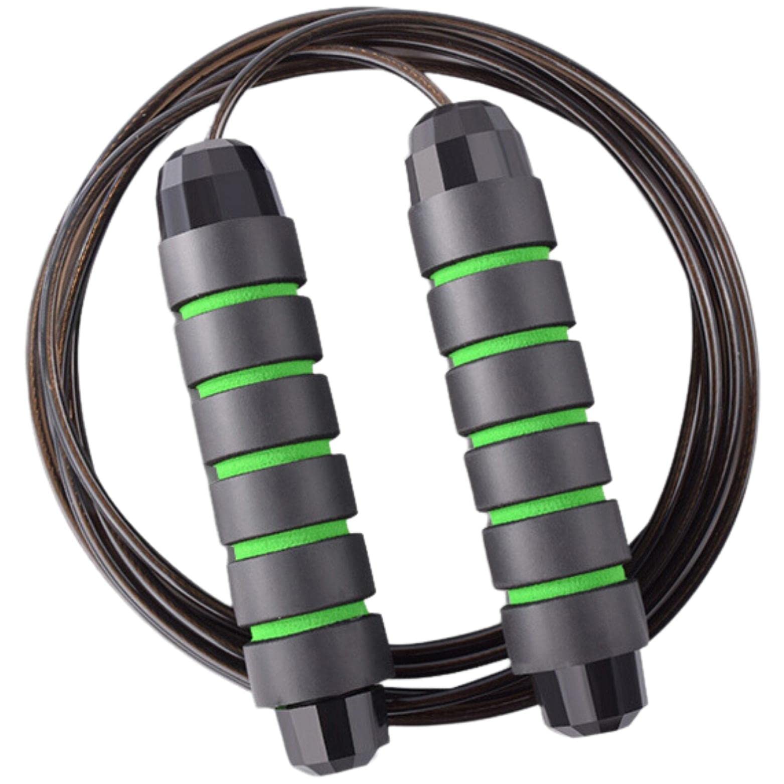 ONEGlobal Steel Reinforced Skipping Rope for Adults | Adjustable Tangle-Free Jump Rope with Comfortable Non-Slip EVA Foam Handle for Workouts, Boxing Exercises (Green)