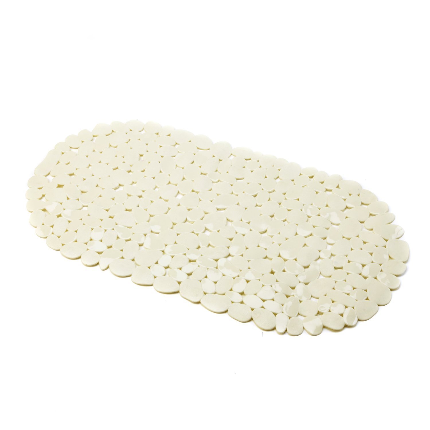 MSV "Pebbles PVC Bath Mat, White, 68 x 35 cm