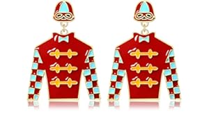 YAHPERN Derby Earrings for Women Derby Riding Suit Earrings Kentucky Derby Race Day Earrings Enamel Silks Dangle Earrings Derby Horse Racing Accessories Outfits Jewelry Gifts
