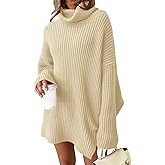 LILLUSORY Womens Turtleneck Oversized Long Sweater Dress 2026 Plus Size Tunic Pullover Knit Winter Dresses
