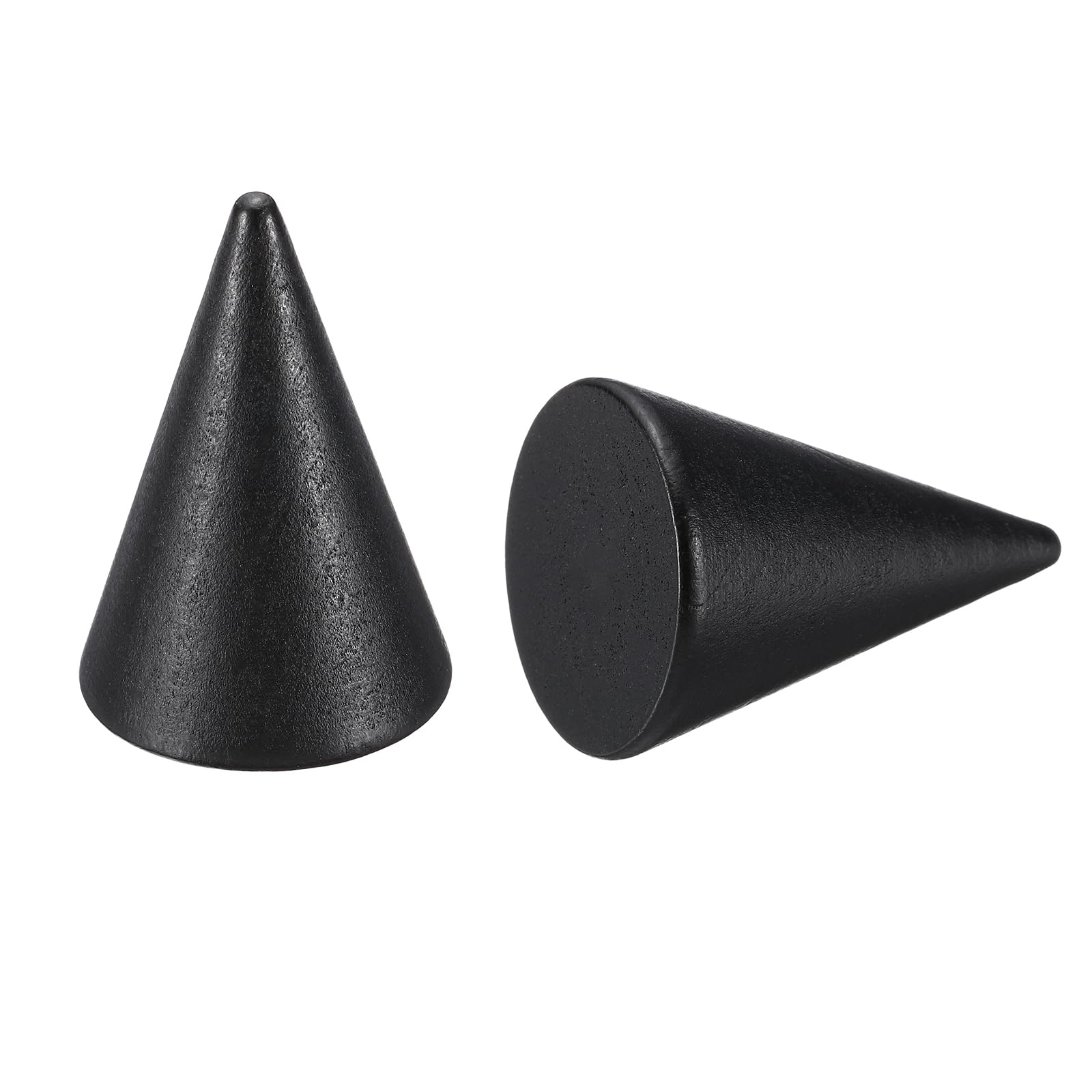 PATIKIL Wood Cone Ring Holder, 2Pcs Wooden Finger Jewelry Ring Display Stand Organizer Wood Cones Rack for DIY Art Crafts, Black (50x35mm)