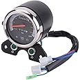 12V Universal Motorcycle Speedometer Dual Odometer Speedometer Meter Digital Backlight Display 95mm Mounting Hole Mileage Gear Headlight Neutral Gear Light Display Turn
