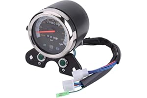 ANAUTO 12V Universal Motorcycle Speedometer Dual Odometer Speedometer Speedo Meter Digital Backlight Display 95mm Mounting Hole Mileage Gear Headlight Neutral Gear Light Display Turn