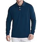VVWVO Men's Long Sleeve Polo Shirts for Men, Casual & Work Golf Polo Shirts with Split Hem,Stylish Collared Shirt