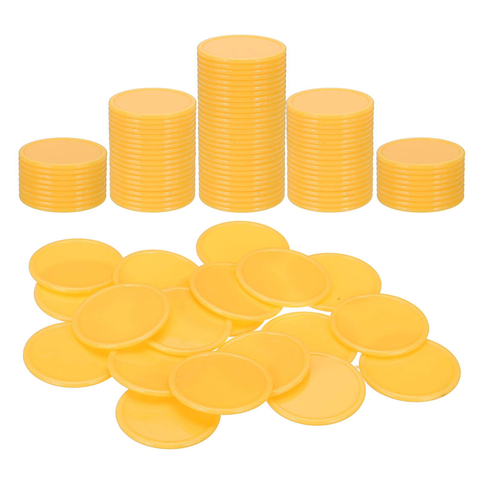 sourcing map 200Pcs Plastic Poker Chips, 1.5 Inch Learning Counters Counting Counters Disks Markers Opaque Game Tokens for Game Play Math Counting, Light Yellow — image 1
