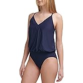 Calvin Klein Standard V-Neckline Blouson Wrap Shelf Bra One Piece Swimsuit
