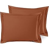 Nestl Soft Pillow Shams Set of 2 - Double Brushed Microfiber Pillow Covers - Hotel Style Premium Bed Pillow Cases, with 1.5” Decorative Flange, Standard 20"x26" - Rust