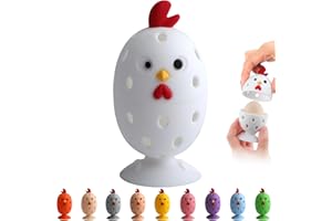 WAMEIJU Egg Brush Cleaner, Egg Cleaner Scrubber for Fresh Eggs, Cute Chick Shaped Silicone Egg Washer, Reusable Multipurpose Washing Egg Tool for Fruits and Vegetables(White,1 Set)