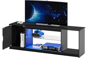 Bestier LED TV Stand for 55/60/65 Inch TV, Gaming Entertainment Center with Cabinet for PS5, Modern TV Console with Adjustabl