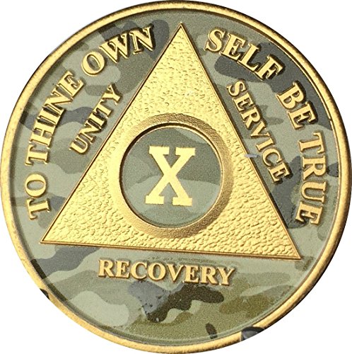 10 Year AA Medallion Camo Gold Plated Anniversary Chip Camouflage Color
