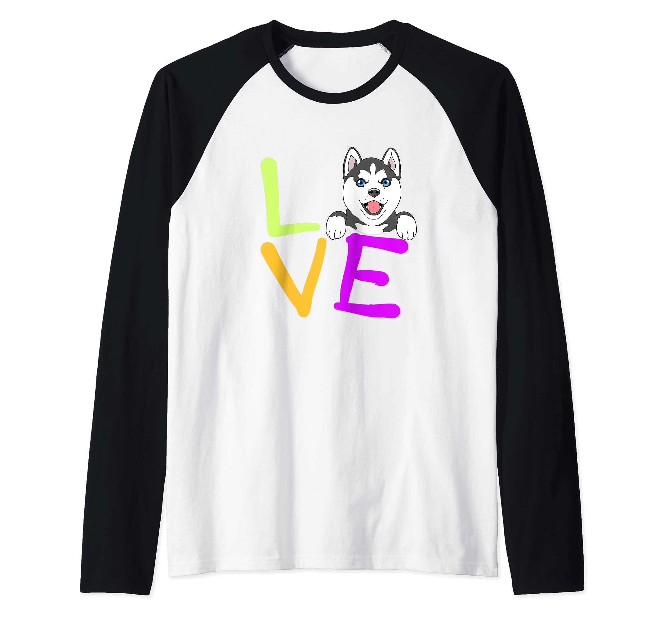 Love My Siberian Husky Dog Raglan Baseball Tee