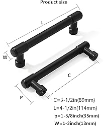 Khtumeware 10 Pack Matte Black Cabinet Pulls - 3.5