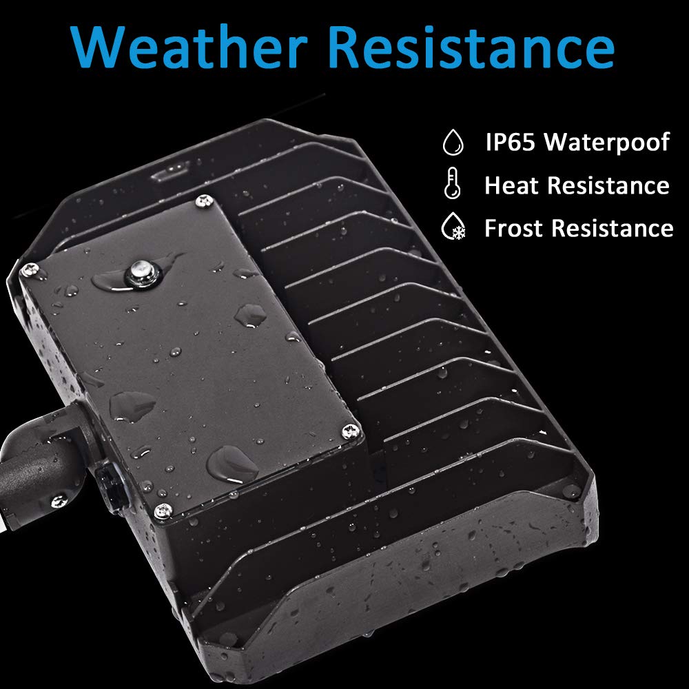 SZGMJIA 60W LED Flood Light with Knuckle, Outdoor Security Fixture Dusk-to-Dawn Photocell 5000K 7,800lm(300W Equivalent) 100-277V IP65 Waterproof with Base for Wall Mount for Entrance Garden Yard