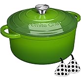Umite Chef 5QT Enameled Cast Iron Dutch Oven Pot with Lid, Heavy-Duty, Cookware for Bread Baking, Braising, Stews, Roasting, Wedding Registry Ideas & Gifts(Green)