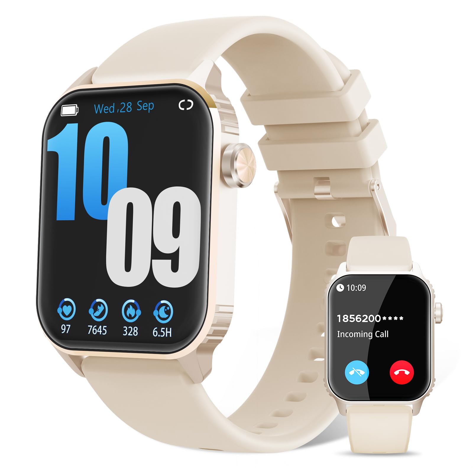 Smart Watches for Women Men, 120 Sports Modes Smartwatch with 1.83 inches HD Display, Heart Rate/Sleep Monitor, IP67 Waterproof, Bluetooth Call & Music Control for iPhone/Android Rose Gold