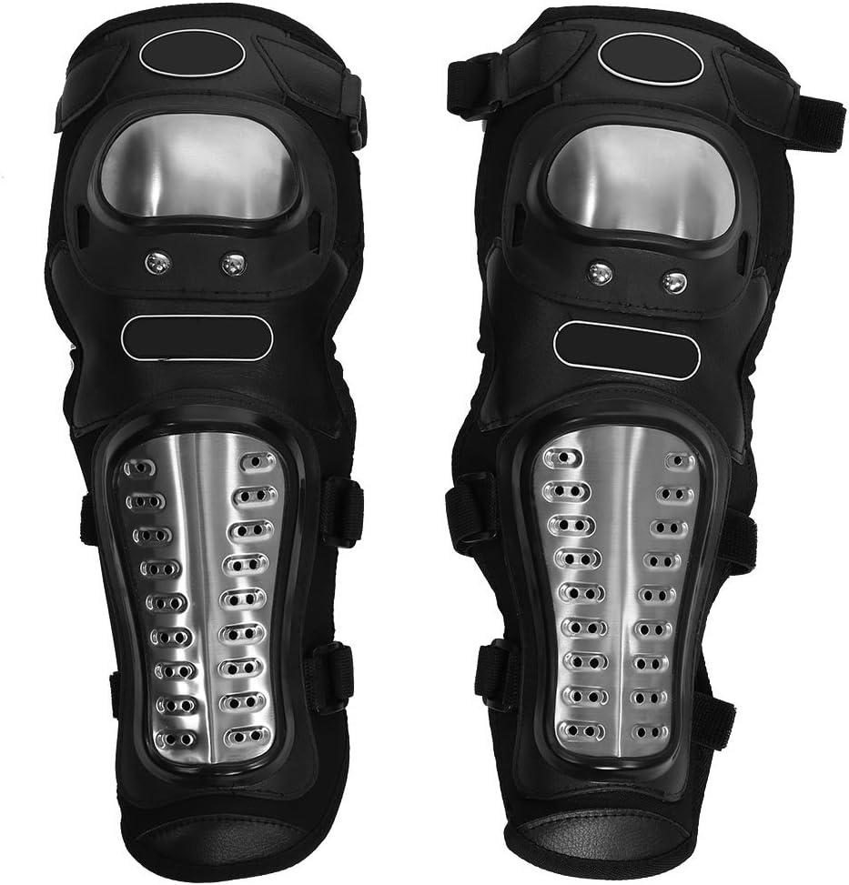 SANON Stainless Steel Adults Knee Pad,Knee Pads Shin Guard Protective Armor Set for Racing Motocross Bicycle