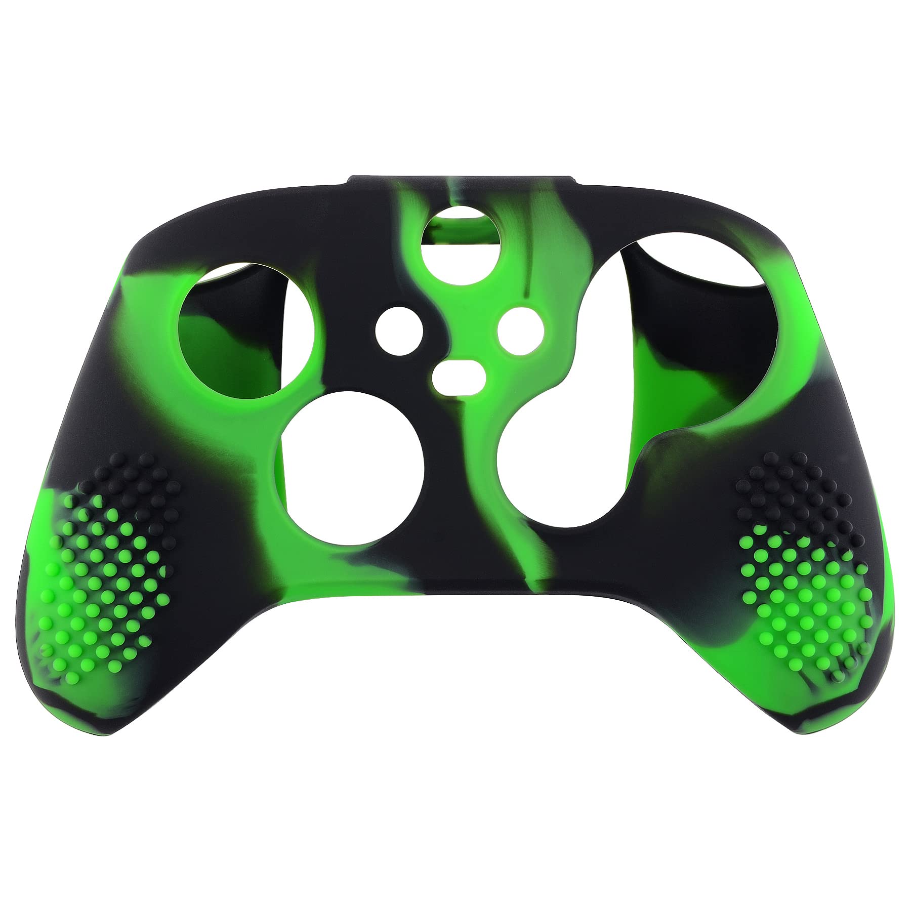 eXtremeRate PlayVital 3D Studded Edition Anti-Slip Silicone Cover Skin for Xbox Series X/S Controller, Soft Rubber Case Protector for Xbox Core Wireless Controller with Thumb Grip Caps - Green & Black