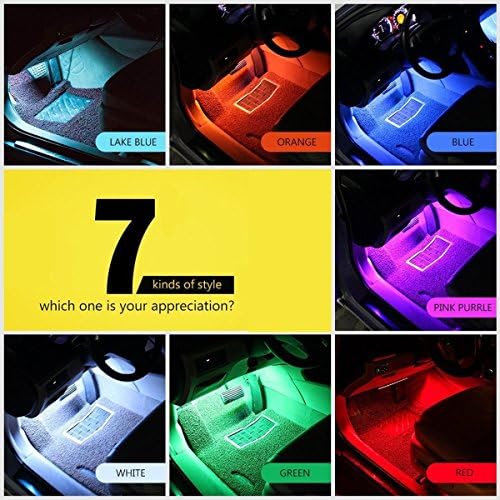 VEU Multi-Color 8 Color Music LED Car Interior Underdashboard Lighting Kit Sound Activated IR Remote Control Atmosphere Lamp