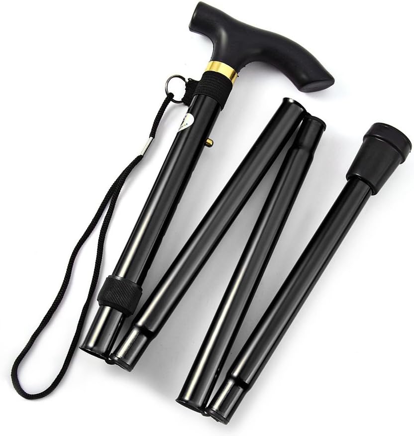Walking Stick Hiking Walking Trekking Trail Ultralight 4-section Adjustable Canes Aluminum Alloy Folding Cane Walking Sticks