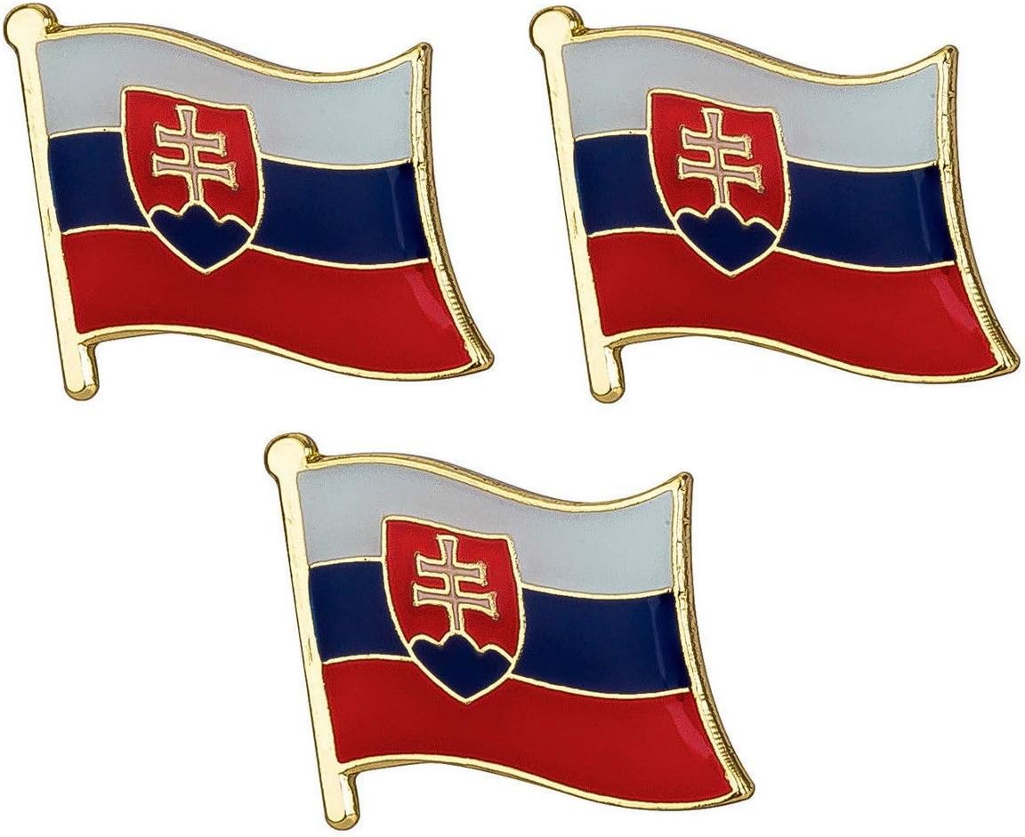 Pack of 3 x Flag of SLOVAKIA metal pin badges each badge approx 19mm x 15mm