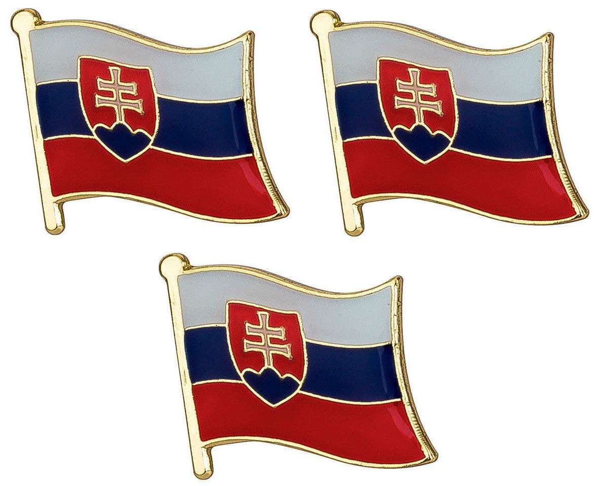 Pack of 3 x Flag of SLOVAKIA metal pin badges each badge approx 19mm x 15mm
