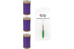 COATS & CLARK INC. Coats & Clark Sewing Thread Machine Quilting Pure Egyptian Cotton Thread 350 Yards (3-Pack) Deep Violet Bundle with 1 Artsiga Crafts Seam Ripper S975-3660-3P