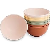 Nook Theory 8-Pack Reusable Wheat Straw Bowls - 26 oz Non Toxic Kids Bowls, Microwave Safe & Dishwasher Safe Cereal and Snack, Unbreakable Dinnerware (Boho)