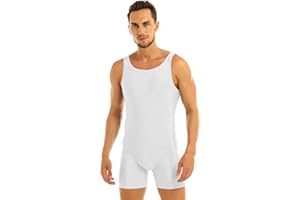 Fldy Men's Sleeveless Jumpsuit Vest Tank Top Stretchy Leotard Gymnastics Bodysuit Wrestling Singlet Uniform