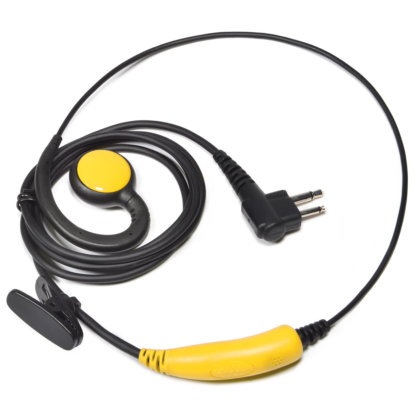 HYS Walkie Talkie Earpiece Headset Compatible with Motorola CP040 DP1400 GP68 GP88 GP300 XT420 XT460 Radio, C Shape, PTT with Microphone (Yellow, 1 Pcs)