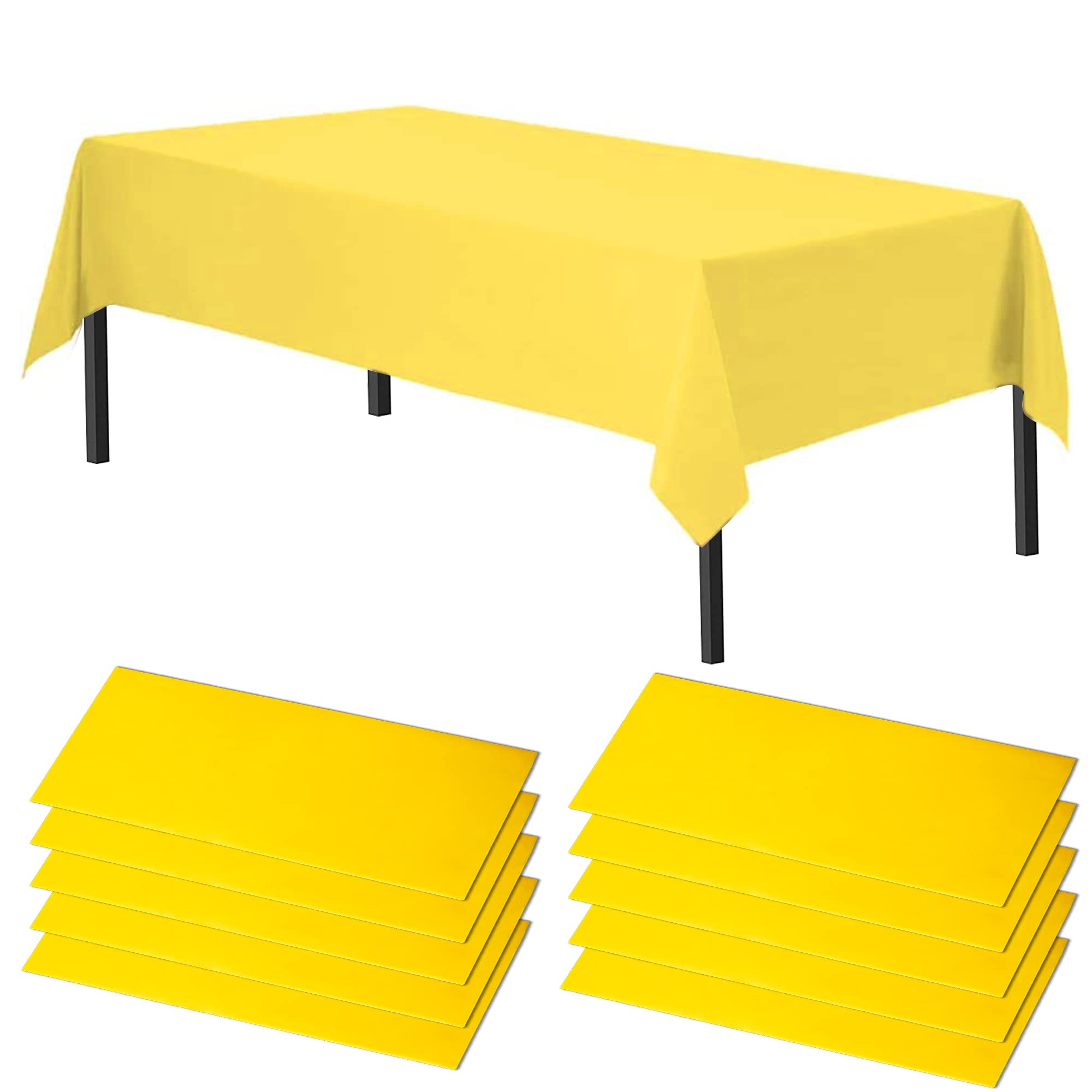 Time to Sparkle 10 Pack Plastic Tablecloths 54" x 108" Plastic Dining Table Cloth Premium Rectangle Table Cover for Parties Wedding Banquet etc Indoor Or Outdoor(Yellow)