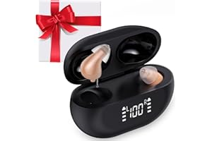 HOSTENA Rechargeable Digital OTC Hearing Aids for Seniors with Noise Cancellation, 2 Modes & 5-Level Volume Control, Invisible 16-Channel Hearing Amplifiers for Hearing Loss(Black)