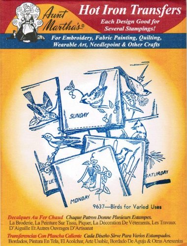 Birds for Varied Uses Aunt Martha's Hot Iron Embroidery Transfer