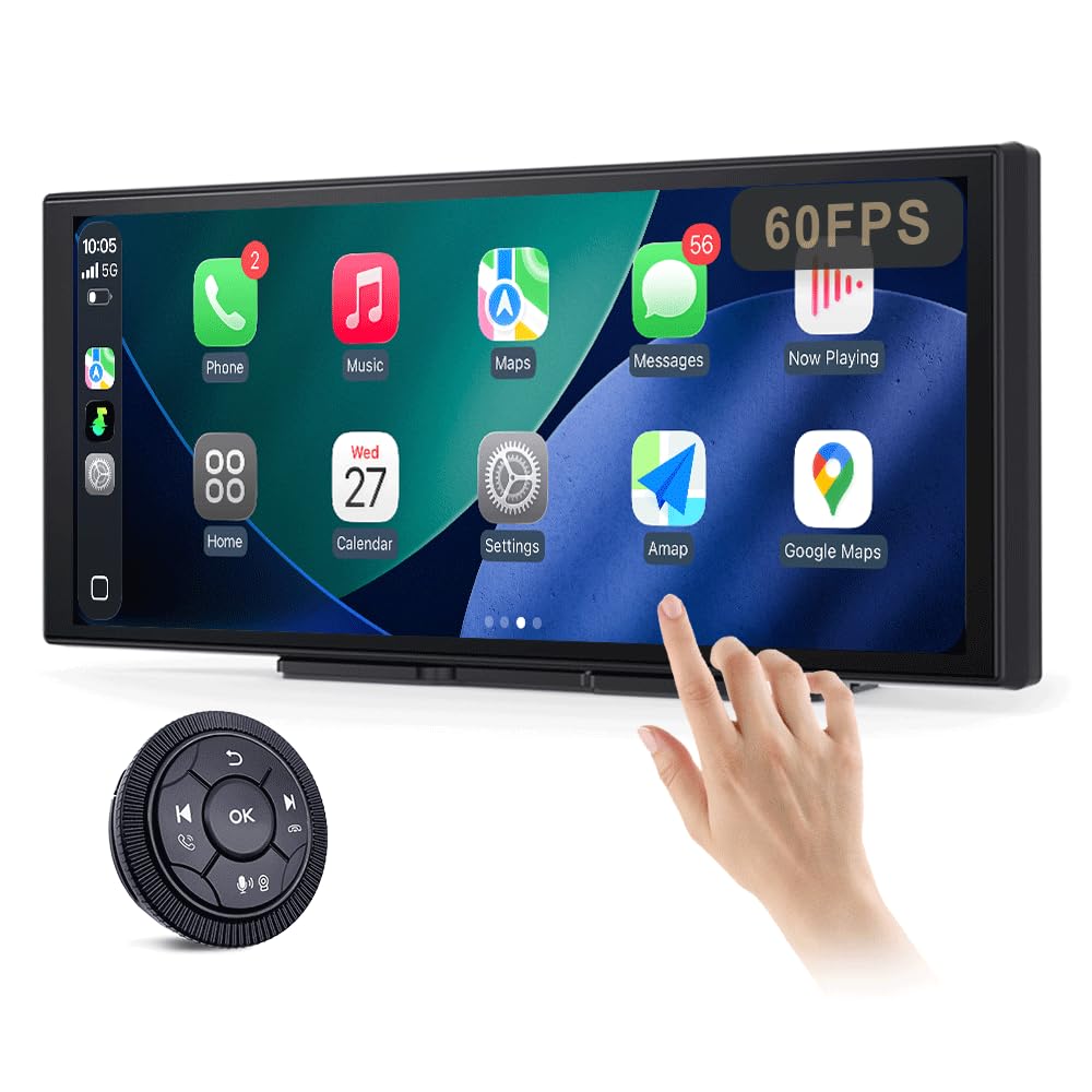 Photo 1 of [2025 Fully Laminated Screen] 11.3" Wireless CarPlay & Android Auto Portable Touch Screen - in-Cell Display, 1920x720, 60fps, Knob Controls, BT Mode for Cars, SUVs