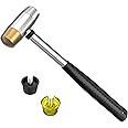 Small Brass Hammer with 4 Interchangeable 1-Inch Heads: Brass, Nylon, Aluminum, Rubber, Hammer Mallet for Jewelry, DIY Projects and More