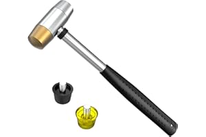 MARKETTY Small Brass Hammer with 4 Interchangeable 1-Inch Heads: Brass, Nylon, Aluminum, Rubber, Hammer Mallet for Jewelry, DIY Projects and More