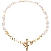 Myrvynte 14k Gold Pearl Bracelets for Women with Natural Freshwater Pearls, Dainty Fashionable Gold Bangle Bracelets, Hypoallergenic Gold Jewelry Accessories for Women，Valentine's Day gift