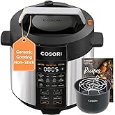 COSORI Pressure Cooker 6QT, Stainless Steel, 9-in-1 Multi Cooker, 12 Safety Features, Ceramic Inner Pot, Rice, Slow Cook, Sou