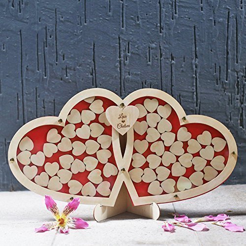 Custom Double Heart Drop Box, Wedding Guest Book