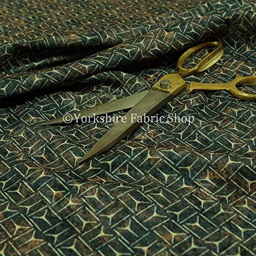 Rusty Brown Small Tribal Sign Pattern Geometric Shiny Velvet Upholstery Fabrics (10 Metre)