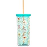 Silver Buffalo Sanrio Hello Kitty and Friends Mushroom Crew Plastic Carnival Cup With Spill-Resistant Lid and Reusable Straw | Holds 20 Ounces