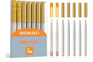 DOOHALO Gold Metallic Gel Glitter Pens for Cricut Maker 3/Maker/Explore 3/Air 2/Air 1.0/0.8/2.0/2.5 Variety Point Tips Markers for drawing Writing Compatible with Cricut Machine