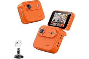 4K Action Camera, 180° Flip Touch Screen Mini VLOG Recorder with Built-in Fill Light, 6-Axis Anti-Shake Sports Camera for Cyc