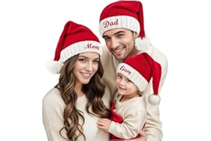 Custom Christmas Hat, Personalized Santa Hat with Embroidered Name,Monogram Red Knit Santa Beanie for Kids & Adults