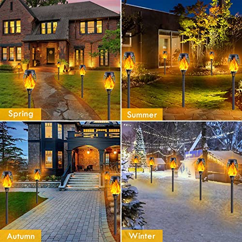 12-Pack Solar Outdoor Lights for Garden Decorations with Flickering Flame (Upgraded Super Bright), Waterproof Tiki Torches Solar Flame Torch for Outside Pathway Patio Yard Porch Decor - Auto On/Off
