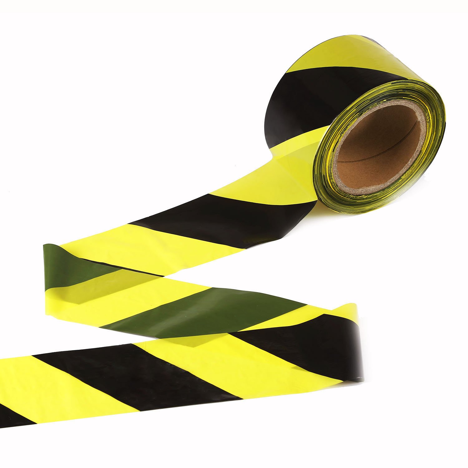 TopSoon Non-Adhesive Polyethylene Warning Barrier Tape 7cm × 200m Black and Yellow Hazard Caution Tape Adhesive Barrier Tape for Danger Construction Police Crime Scene