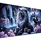 COHAYISY Panther Diamond Art Kits for Adults,Waterfall Landscape Leopard 5D Diamond Painting Kits,Fantasy Animal Full Round Diamond Dots Kits,DIY Mosaic Craft for Home Decor 27.5x15.7inch