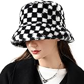 Campsis Winter Faux Bucket Hat Wool Fluffy Plush Bucket Hat Thick Fuzzy Fisherman Hat