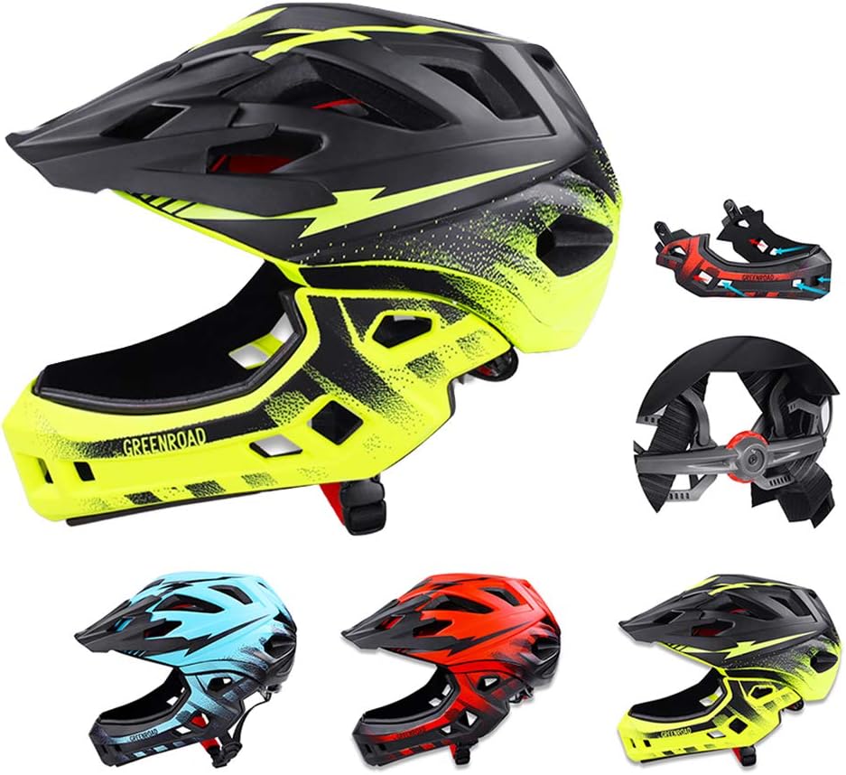 Blue WEZER OTY Casco Bimbi Casco Bici per Bambini Casco Integrale Bici MTB  BMX con Mento Staccabile 2 Dimensioni M 51-61cm Unisex,A Sport e giochi  all'aperto urban-earth.co.uk